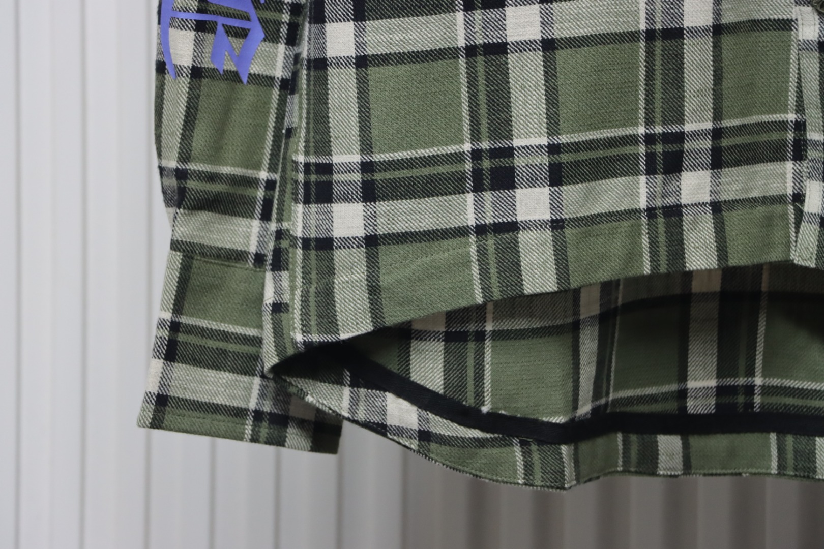 Chrome Hearts Green And White Striped Plaid Stitching Silver Button Cardigan Shirt