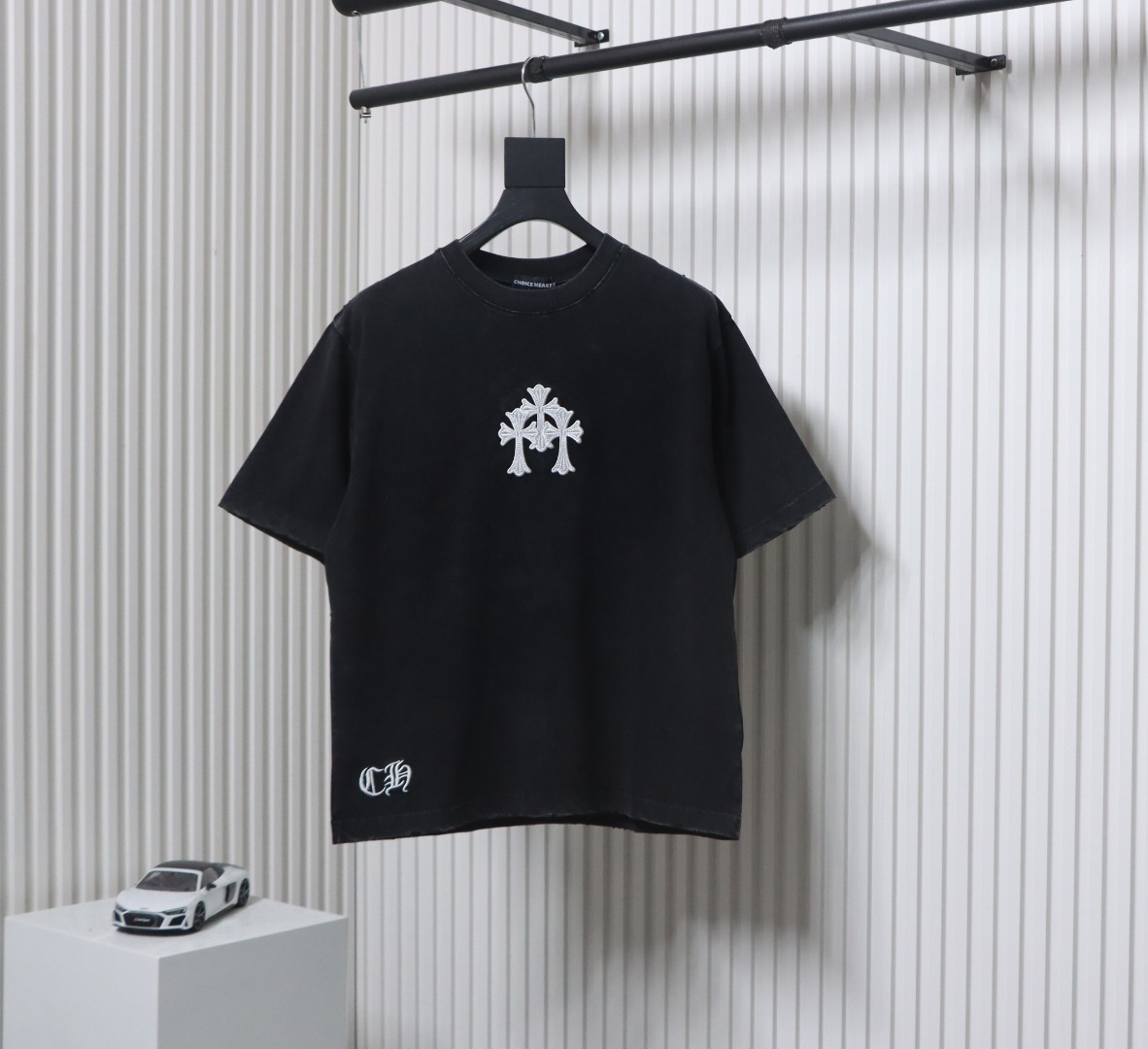 Chrome Hearts Heavy Embroidery Sprayed Monkey Old T-shirt Black