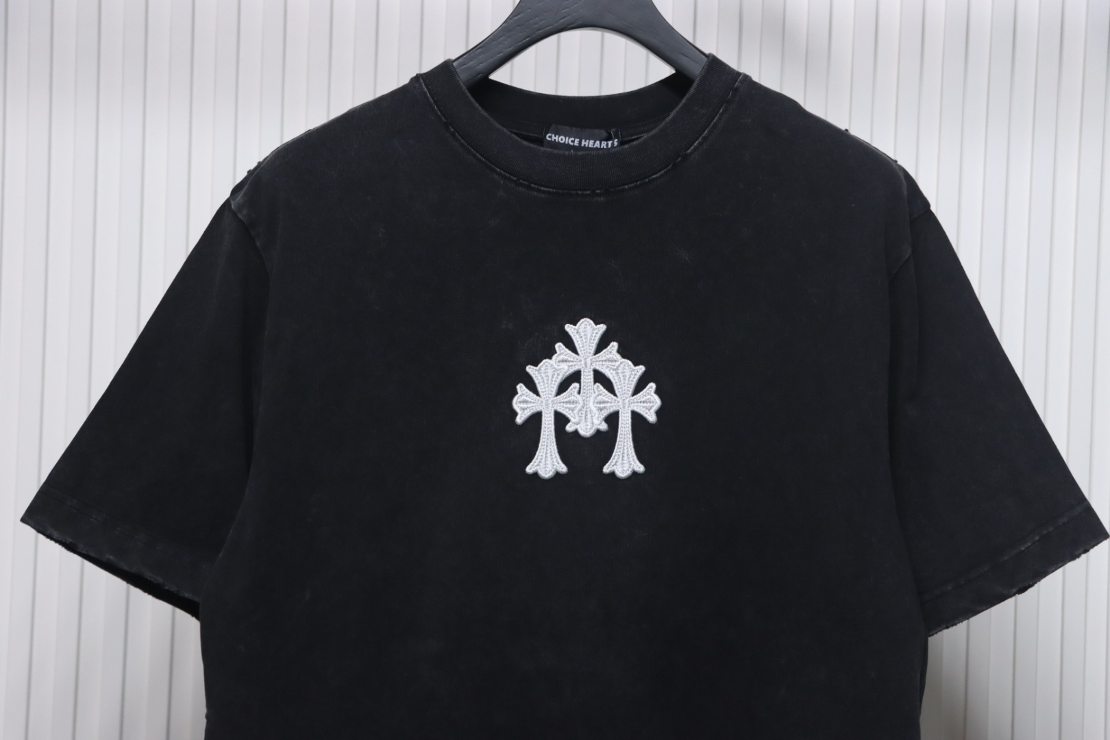 Chrome Hearts Heavy Embroidery Sprayed Monkey Old T-shirt Black