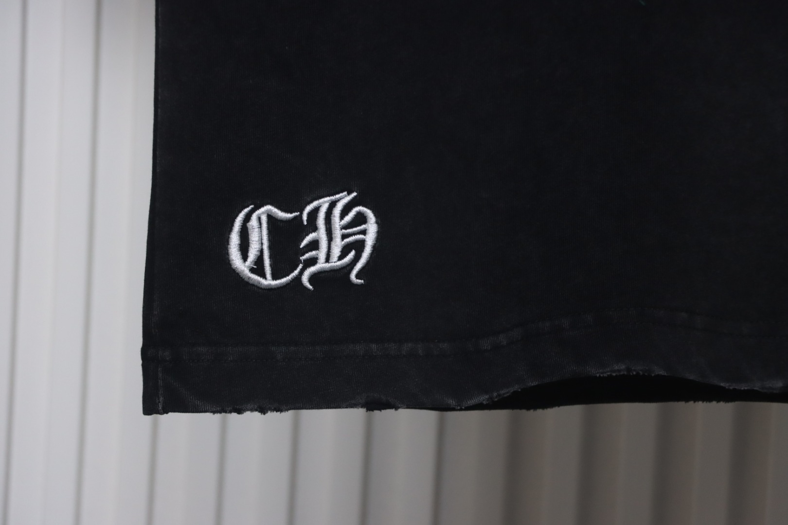 Chrome Hearts Heavy Embroidery Sprayed Monkey Old T-shirt Black