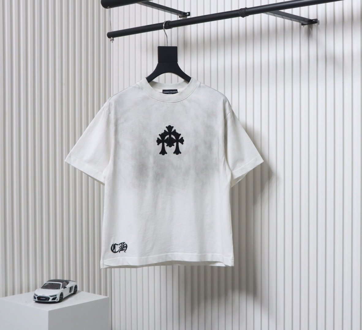 Chrome Hearts Heavy Embroidery Sprayed Monkey Old T-shirt White