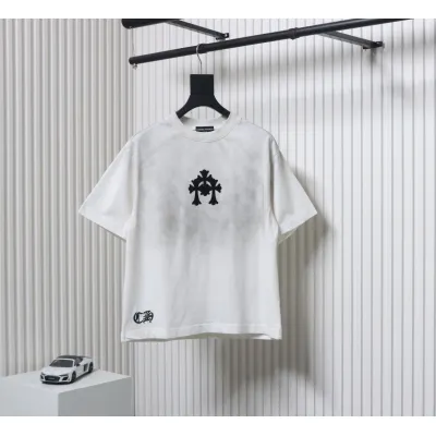 Chrome Hearts Heavy Embroidery Sprayed Monkey Old T-shirt White 01