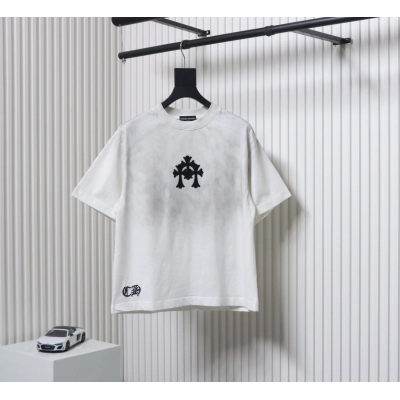 Chrome Hearts Heavy Embroidery Sprayed Monkey Old T-shirt White 01