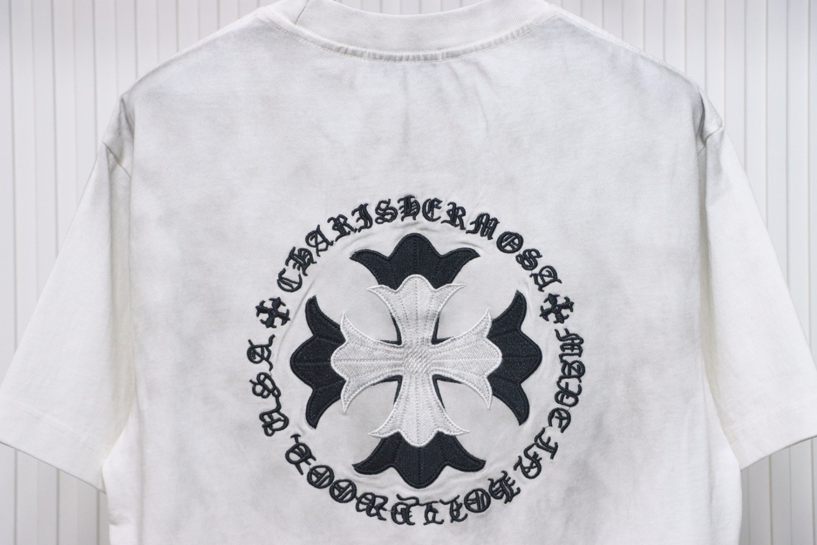 Chrome Hearts Heavy Embroidery Sprayed Monkey Old T-shirt White