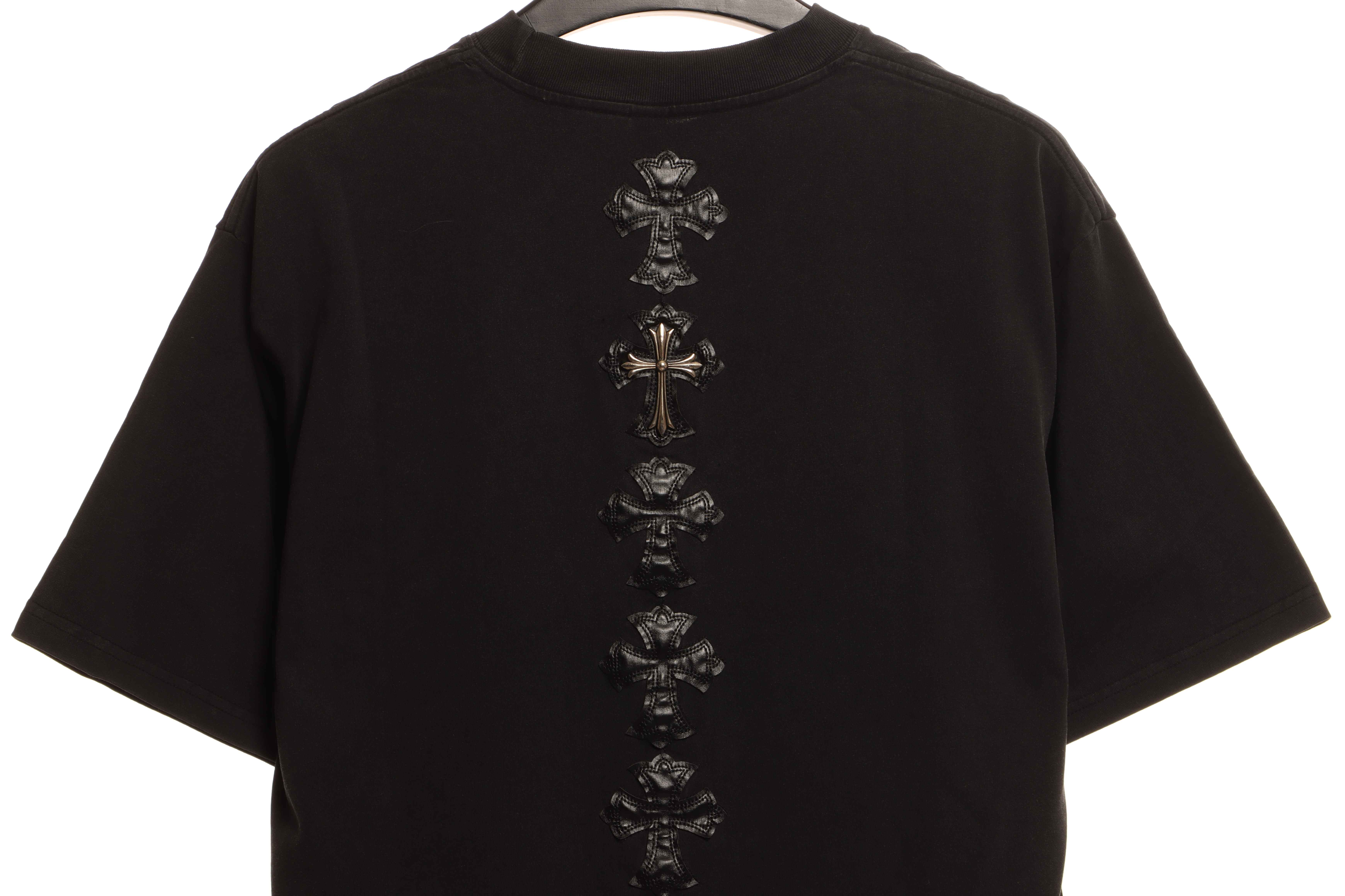 Chrome Hearts Rivet Leather Cross T-shirt Black
