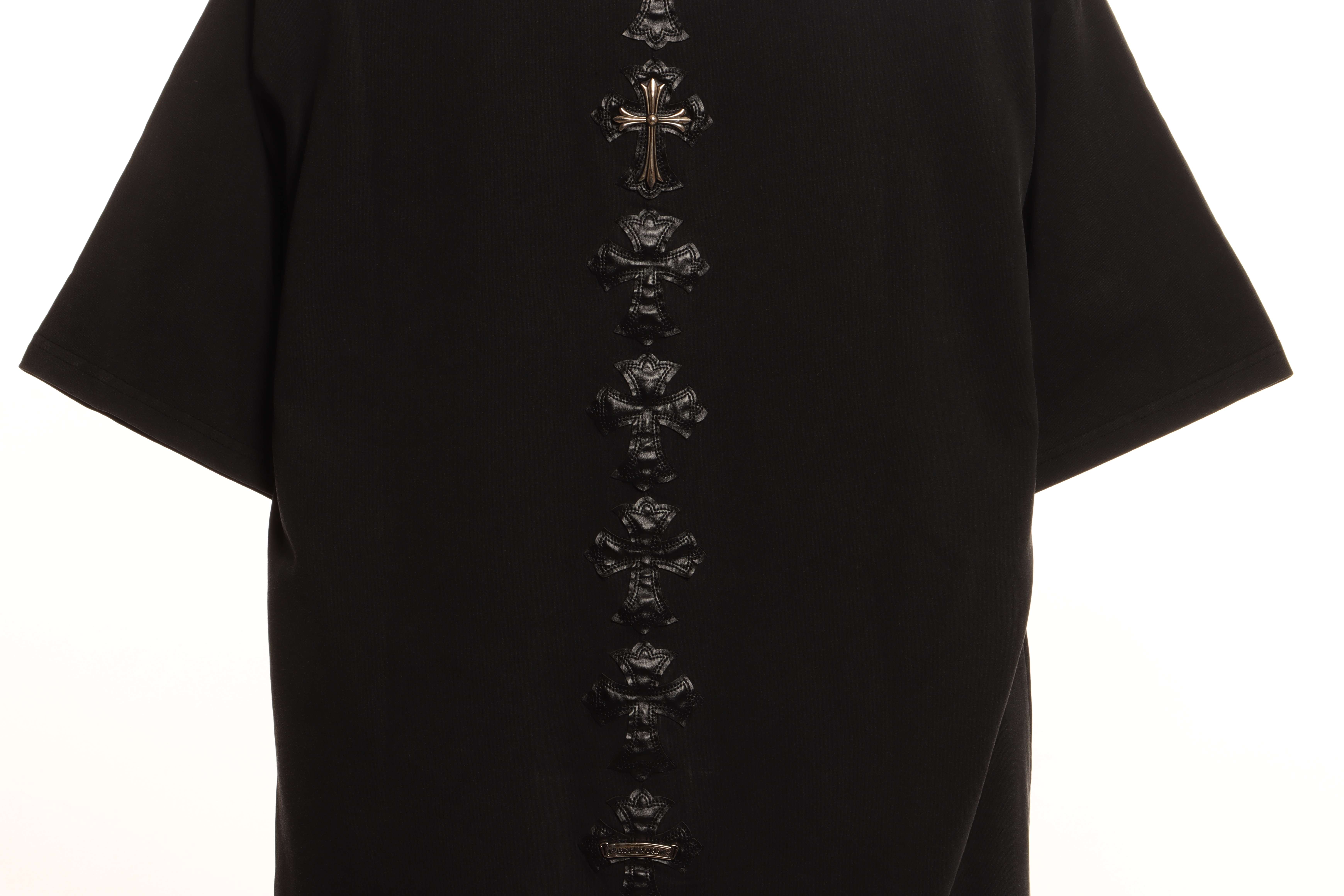 Chrome Hearts Rivet Leather Cross T-shirt Black