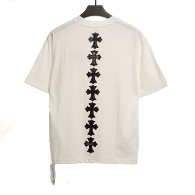 Chrome Hearts Rivet Leather Cross T-shirt White 02