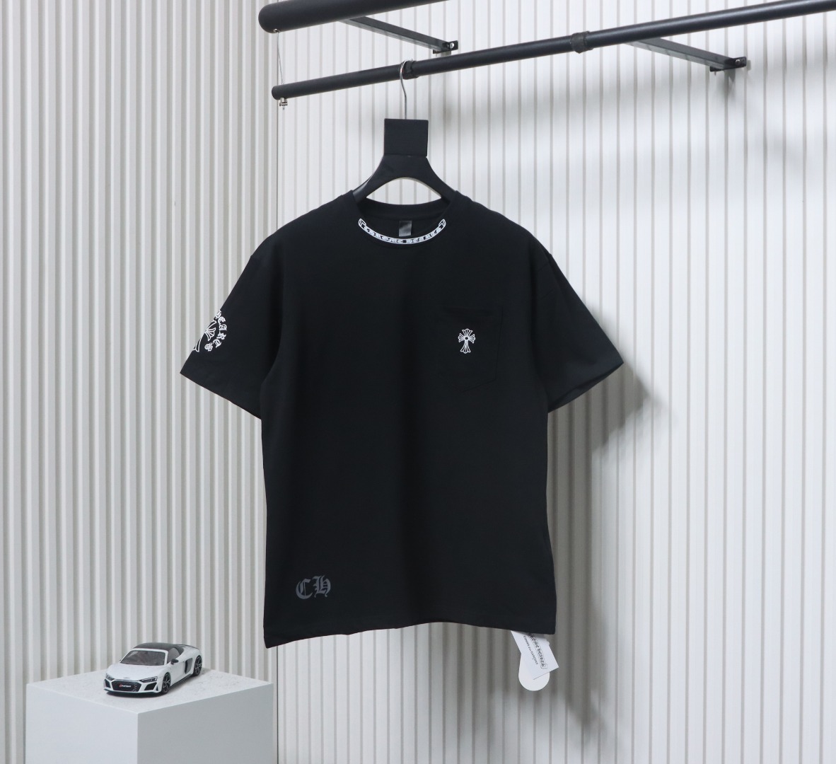 Chrome Heart Neckline Sanskrit T-shirt Black