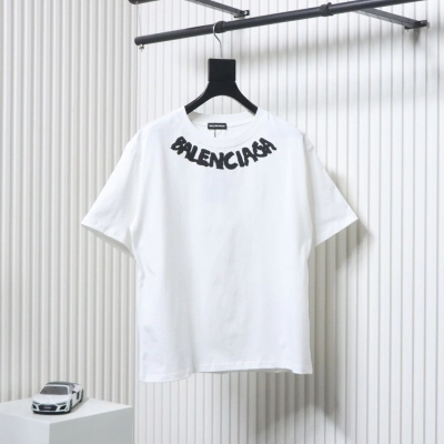 Balenciaga 25SS Collar lettering T-shirt White 01
