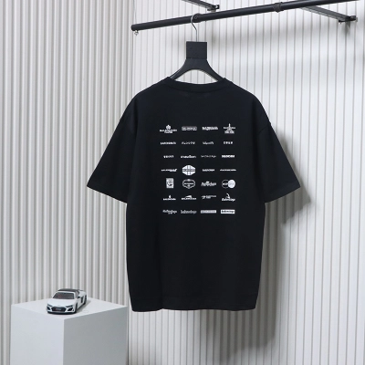 Balenciaga 23ss All-over Multi-print T-Shirt Black 02