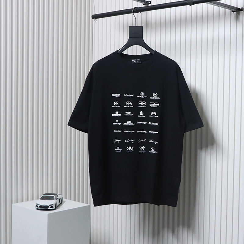 Balenciaga 23ss All-over Multi-print T-Shirt Black