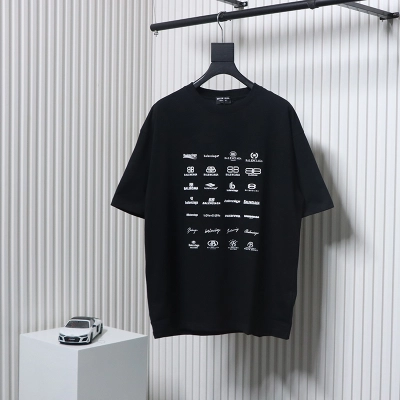 Balenciaga 23ss All-over Multi-print T-Shirt Black 01