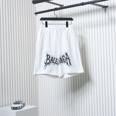 Balenciaga 24ss Gothic Lettering Print Shorts White 01