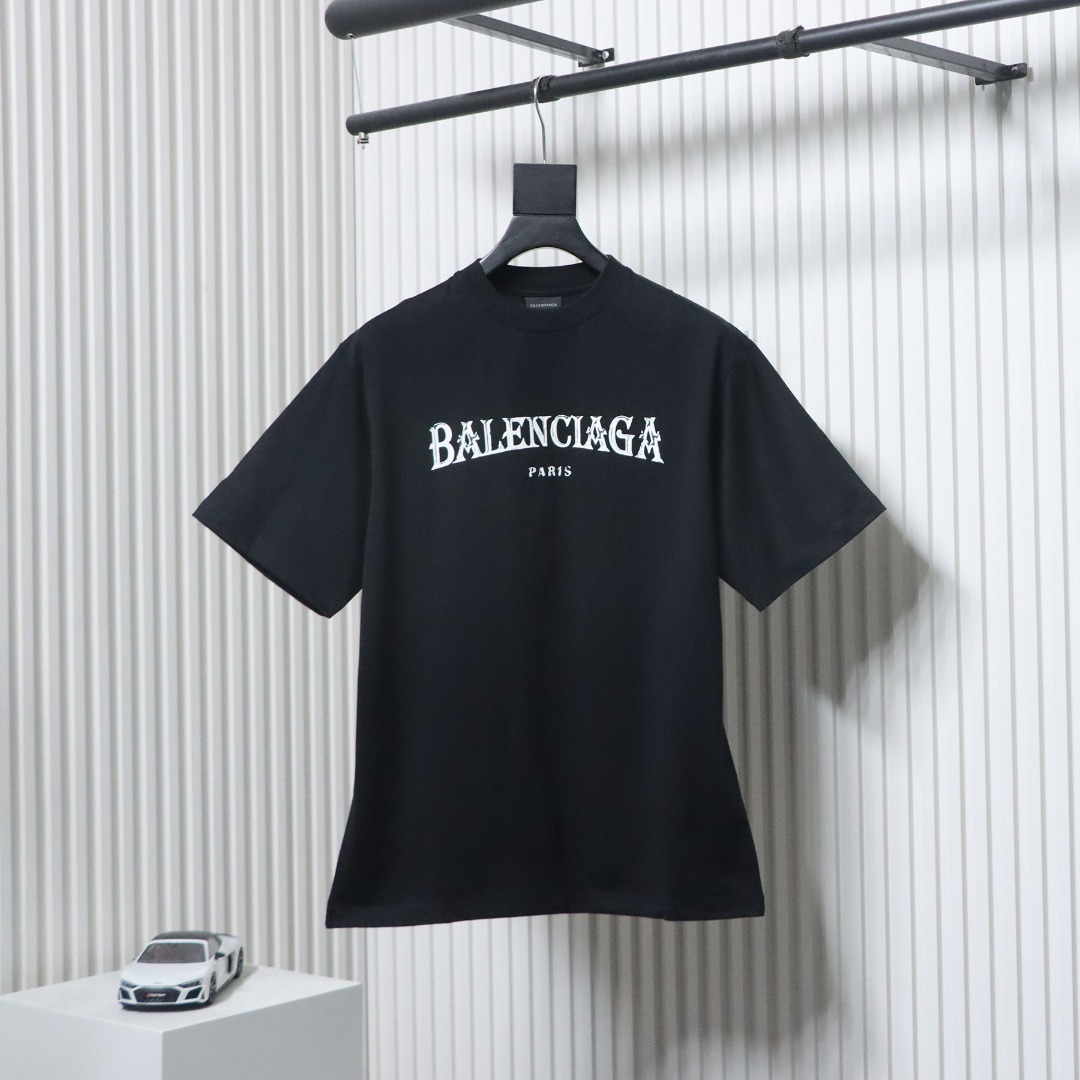 Balenciaga 24ss Sanskrit Alphabet 3D Print T-shirt Black