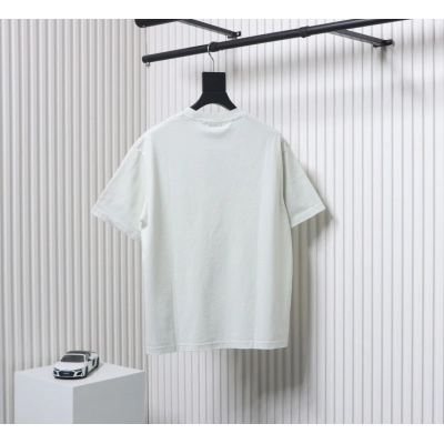 Balenciaga 25ss Reverse Letter Double B Print Washed Holes T-shirt White 02