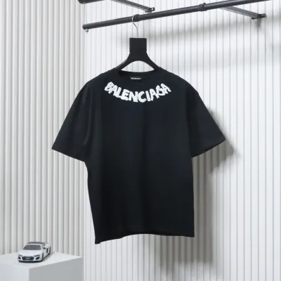 Balenciaga 25SS Collar lettering T-shirt Black 01