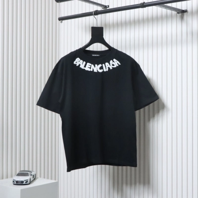 Balenciaga 25SS Collar lettering T-shirt Black 01