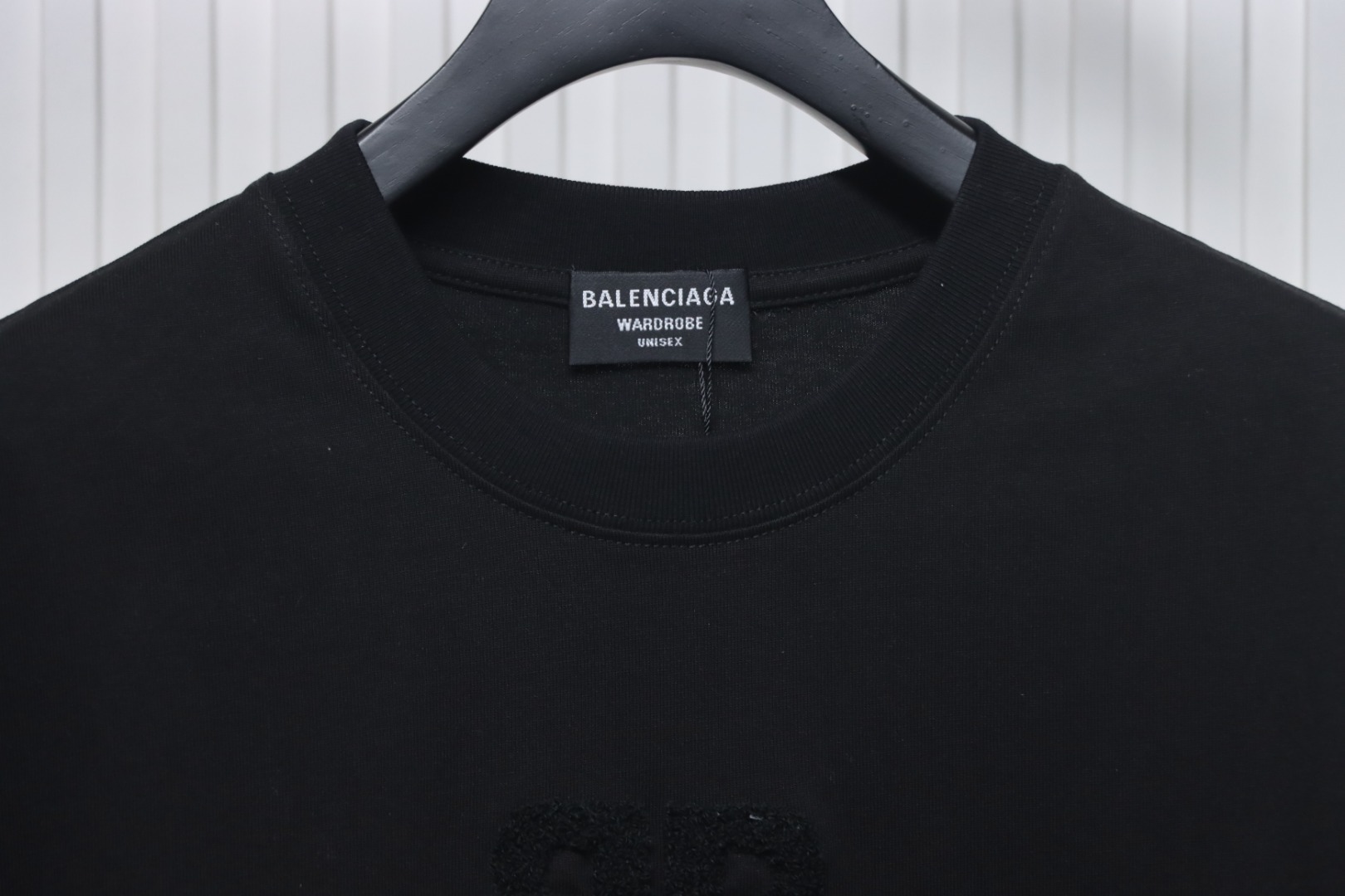 Balenciaga 25ss Double B Embroidered Towel T-shirt Black