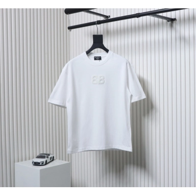 Balenciaga 25ss Double B Embroidered Towel T-shirt White 01