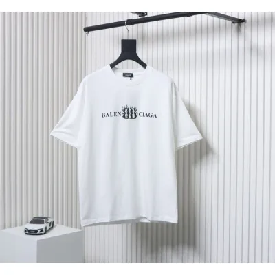 Balenciaga 25ss Flame Double B Letter Print T-shirt White 01