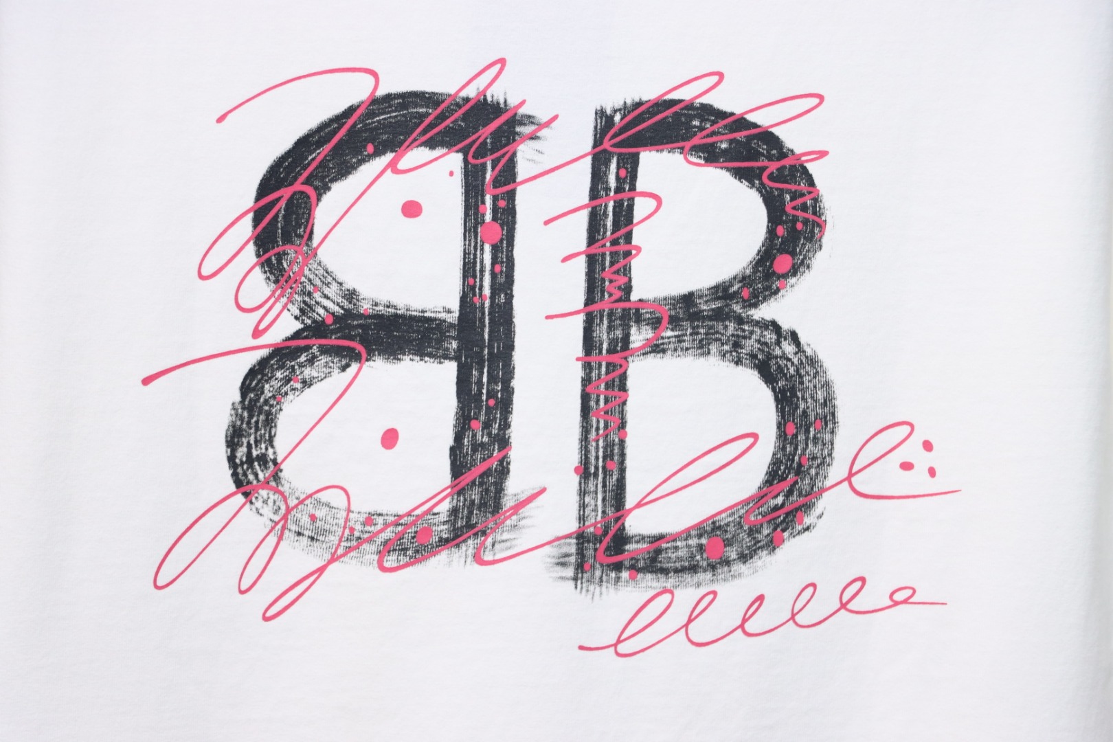 Balenciaga 25ss Letter Double B Hand-painted Washed Hole T-shirt White
