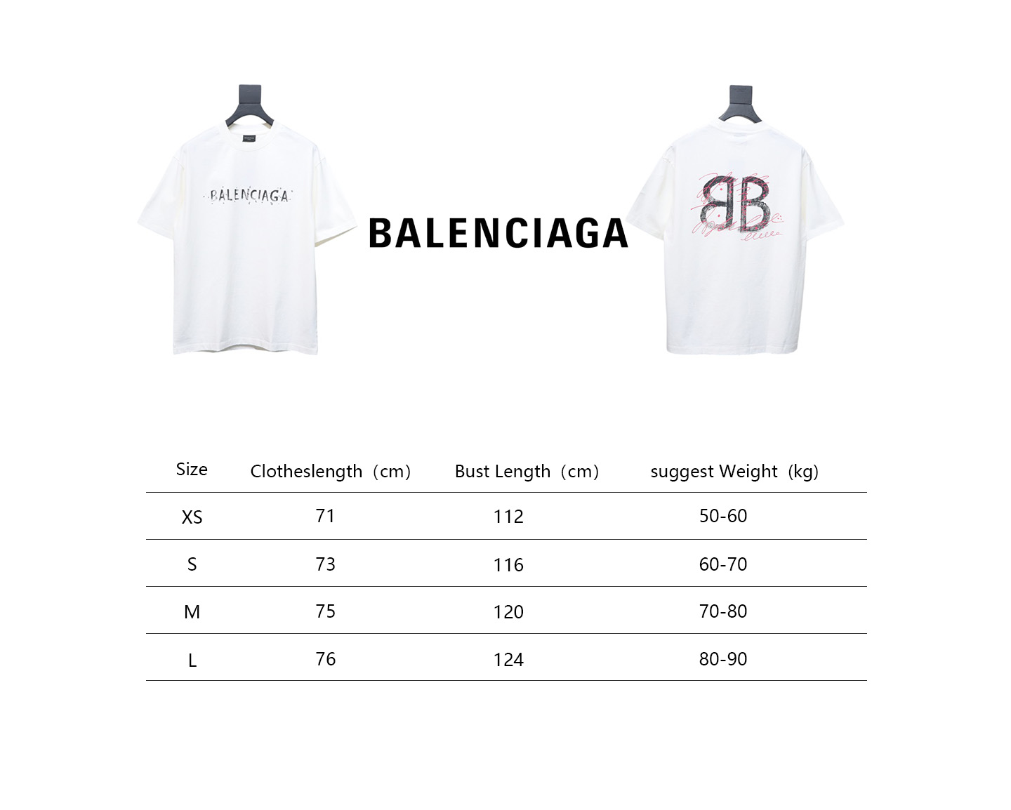 Balenciaga 25ss Letter Double B Hand-painted Washed Hole T-shirt White