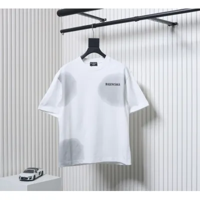 Balenciaga 25ss Mottled Multi-line Lettering On The Back T-shirt White 01