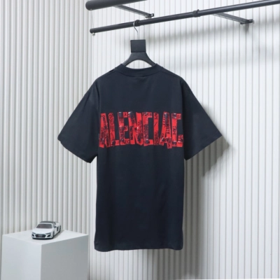 Balenciaga 25ss Red Tape Print T-shirt Dark Grey 02