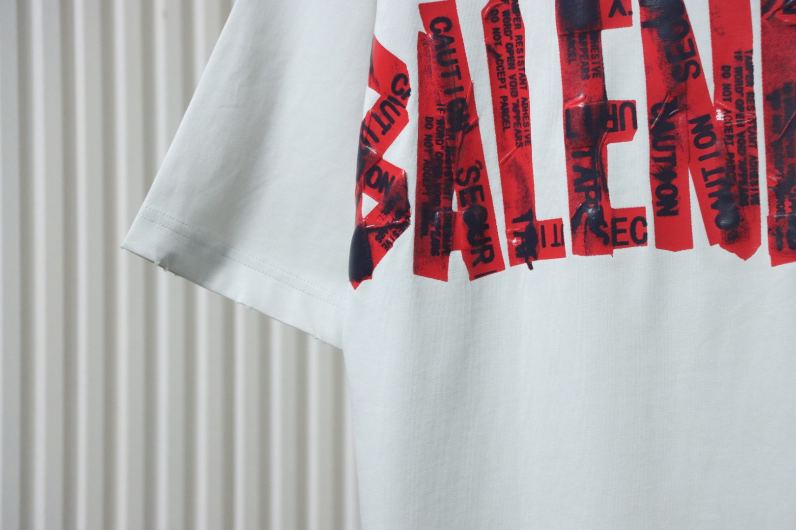 Balenciaga 25ss Red Tape Print T-shirt White
