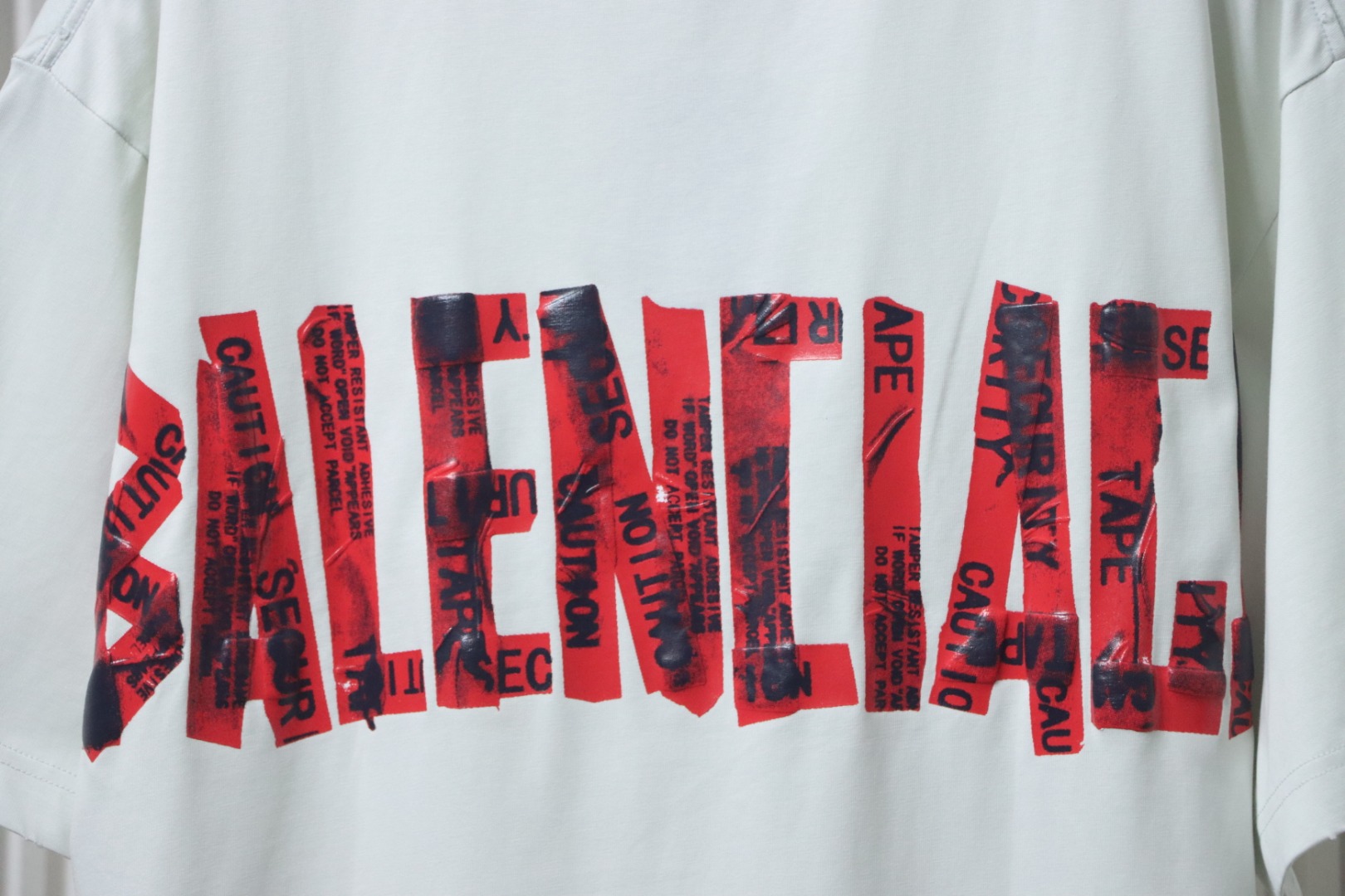Balenciaga 25ss Red Tape Print T-shirt White