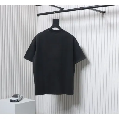 Balenciaga 25ss Reverse Letter Double B Print Washed Holes T-shirt Black 02