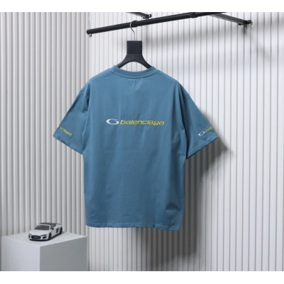 Balenciaga 25ss TRACKSUIT LOGO Oversized Embroidered T-shirt Blue 02