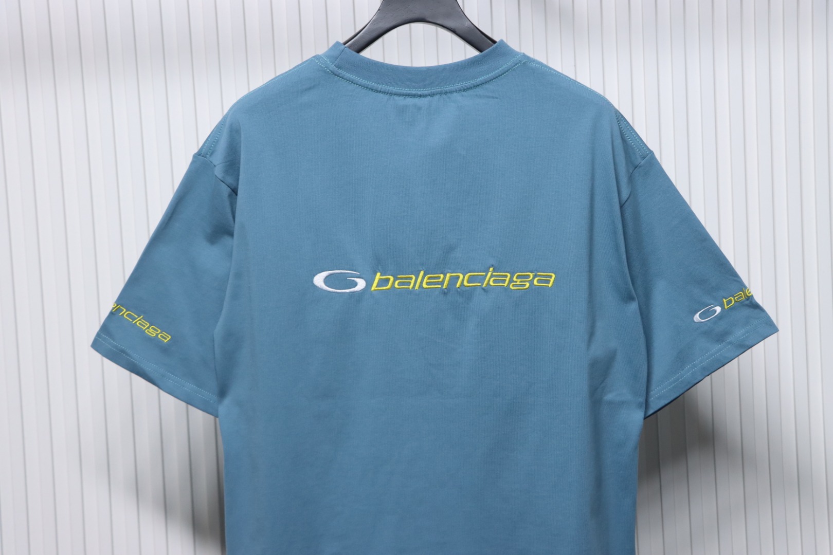 Balenciaga 25ss TRACKSUIT LOGO Oversized Embroidered T-shirt Blue