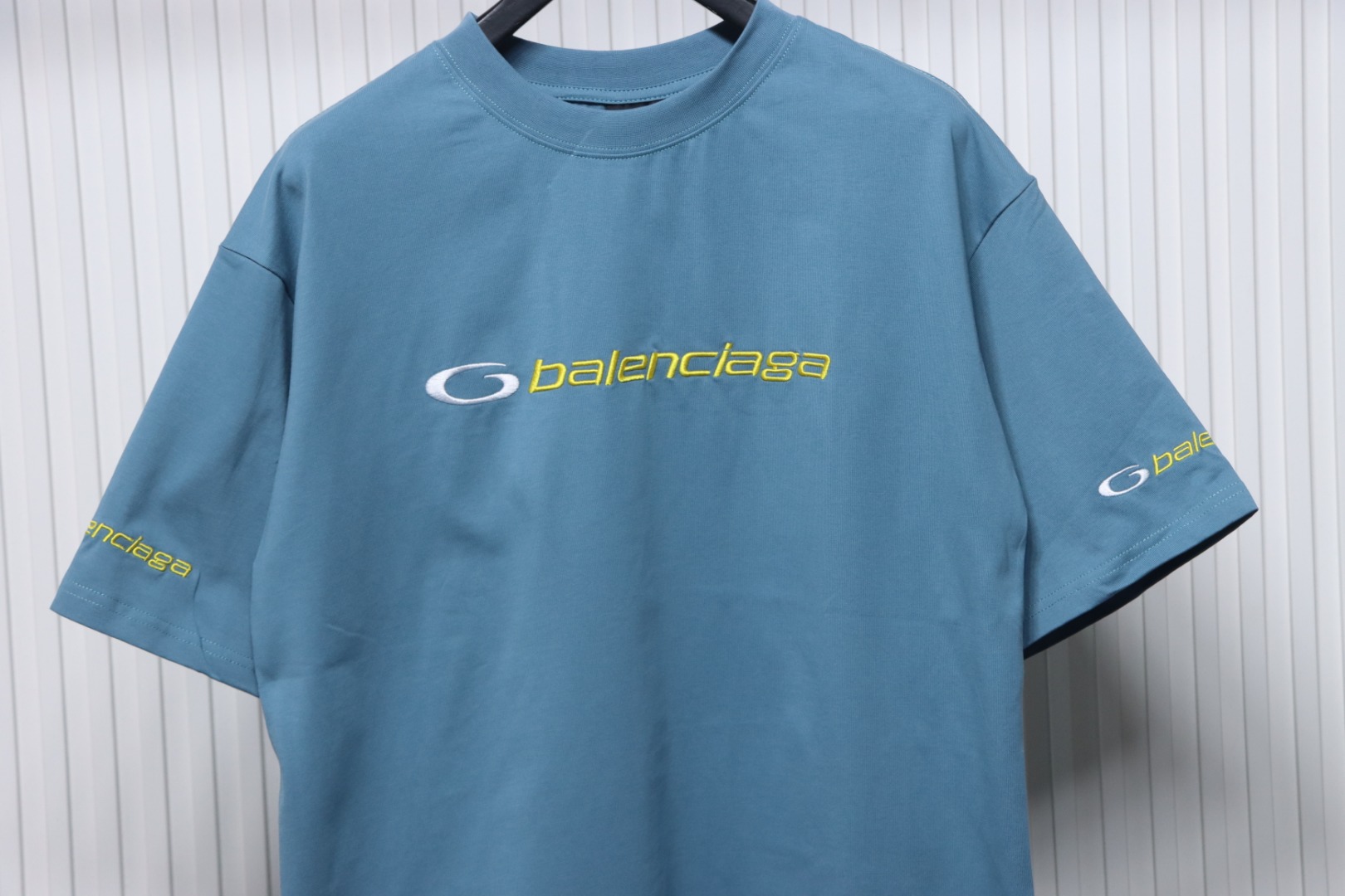 Balenciaga 25ss TRACKSUIT LOGO Oversized Embroidered T-shirt Blue