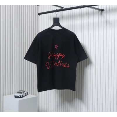 Balenciaga 25ss Valentine's Day Limited Edition Heart Slogan Ripped T-shirt Black 01