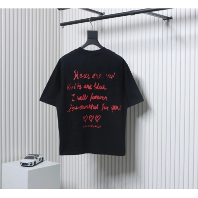 Balenciaga 25ss Valentine's Day Limited Edition Heart Slogan Ripped T-shirt Black 02