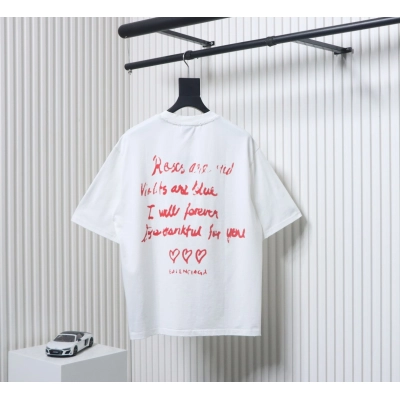 Balenciaga 25ss Valentine's Day Limited Edition Heart Slogan Ripped T-shirt White 02
