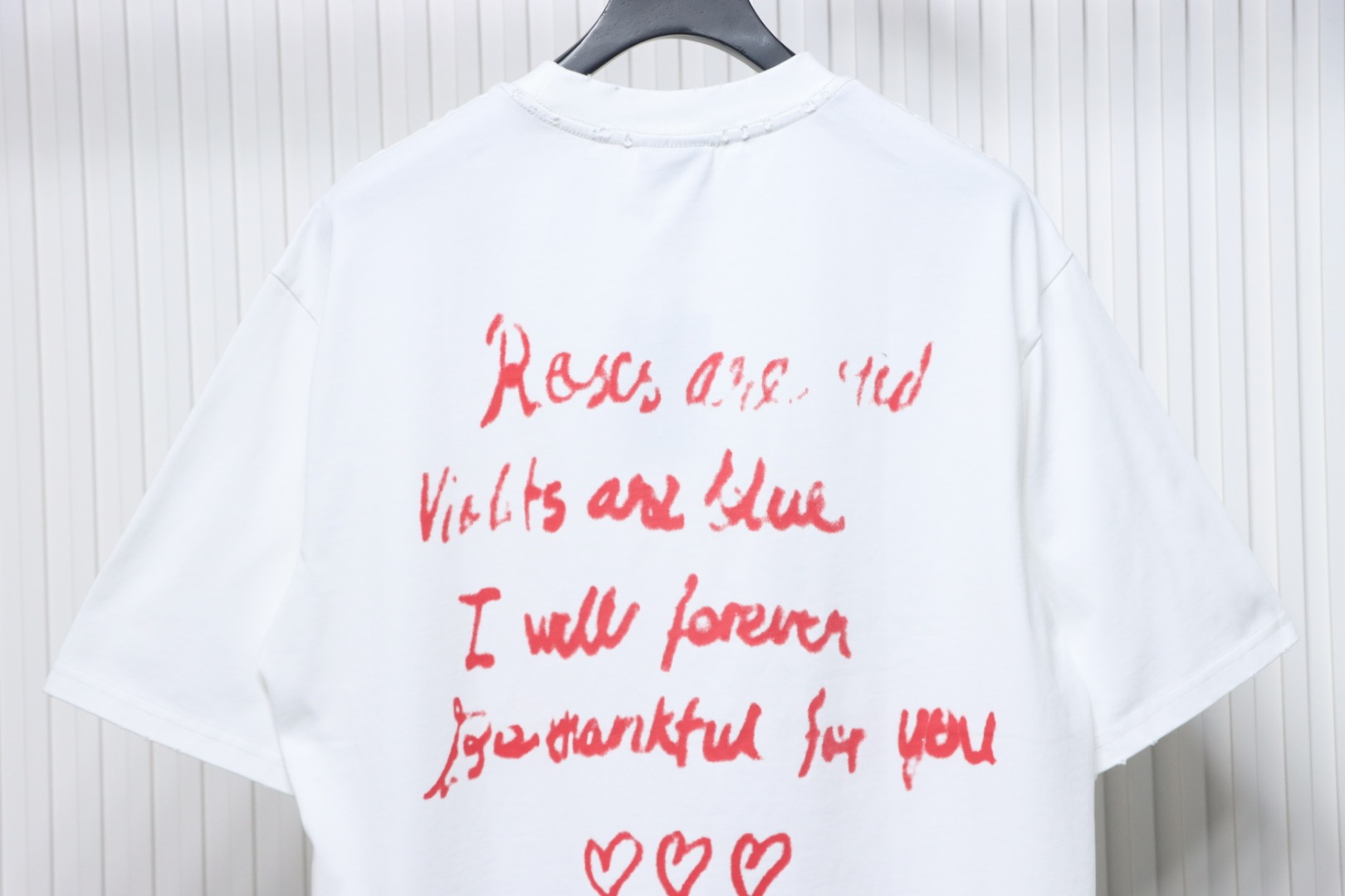 Balenciaga 25ss Valentine's Day Limited Edition Heart Slogan Ripped T-shirt White
