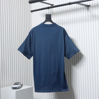 Balenciaga 25ss Wheat Ear Double B Embroidery Washed T-shirt Blue 02