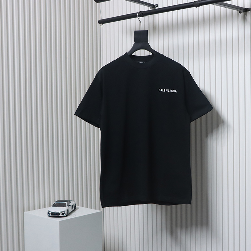 Balenciaga Classic Front and Back Letter Print T-Shirt Black