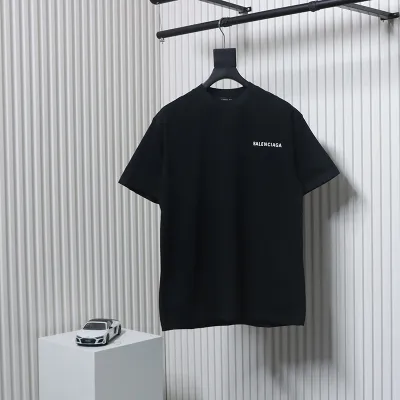 Balenciaga Classic Front and Back Letter Print T-Shirt Black 01