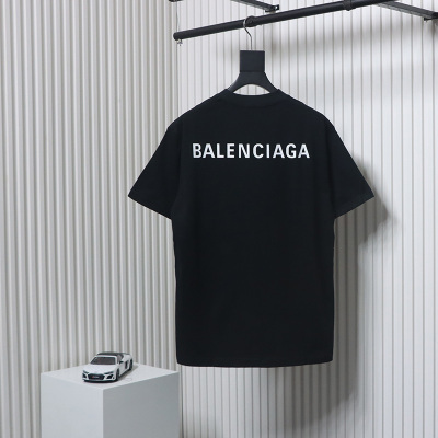 Balenciaga Classic Front and Back Letter Print T-Shirt Black 02