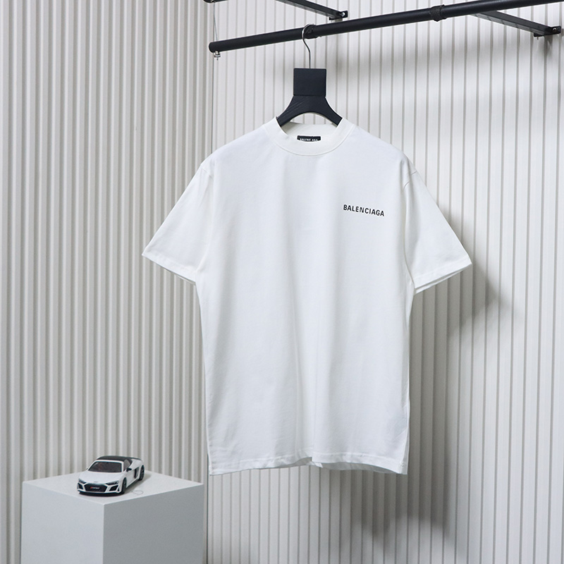 Balenciaga Classic Front and Back Letter Print T-Shirt White