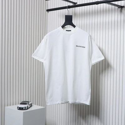 Balenciaga Classic Front and Back Letter Print T-Shirt White 01