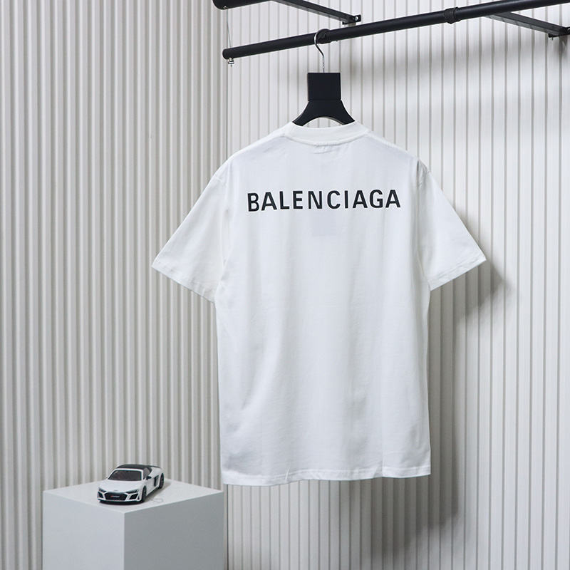 Balenciaga Classic Front and Back Letter Print T-Shirt White