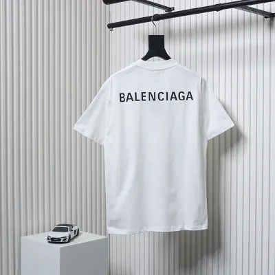 Balenciaga Classic Front and Back Letter Print T-Shirt White 02