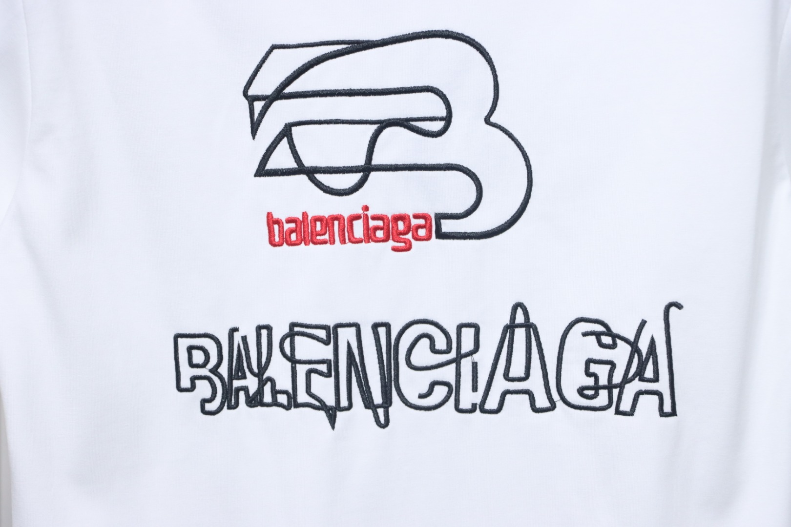 Balenciaga Cotton Embroidered T-shirt White