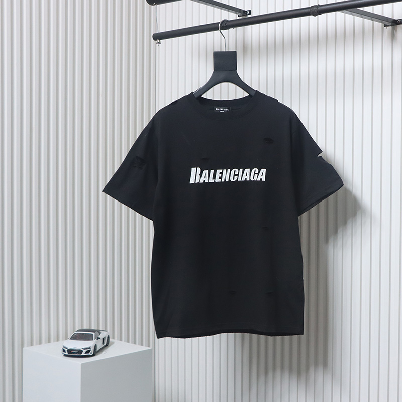 Balenciaga Distressed T-Shirt Black