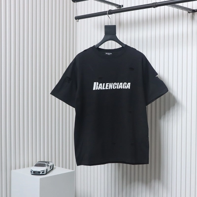 Balenciaga Distressed T-Shirt Black 01