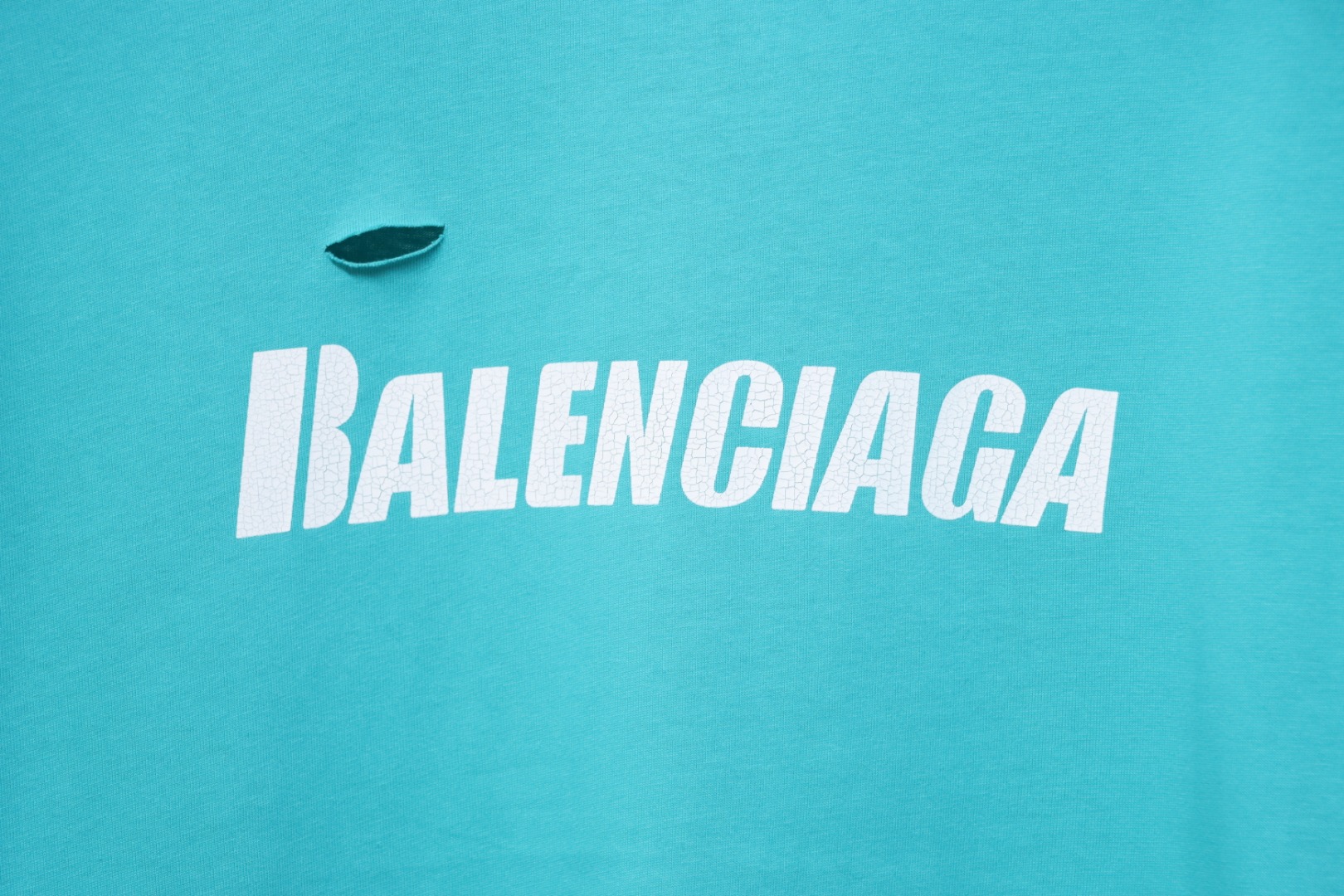 Balenciaga Distressed T-Shirt Blue